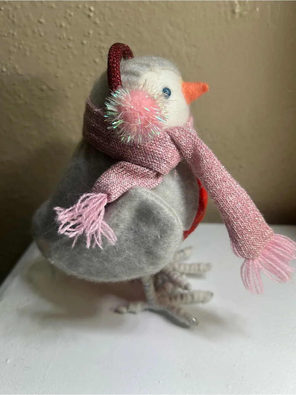 Target NOELLE Plush Holiday Bird in Red, Pink, Cream